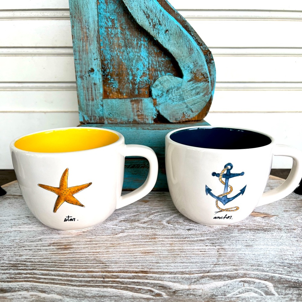 Rae Dunn Mugs ~ Pair of 2 ~ Star & Anchor
